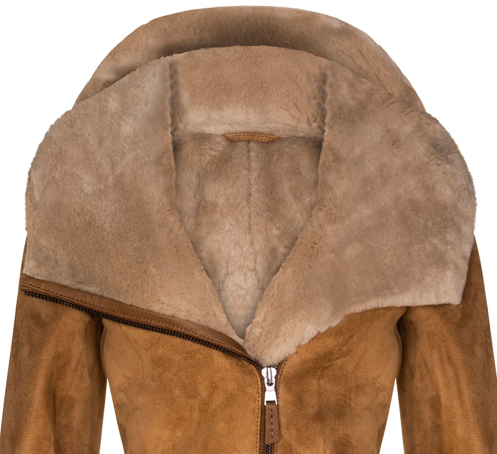 Womens Suede Merino Sheepskin Hooded Coat-Ryde