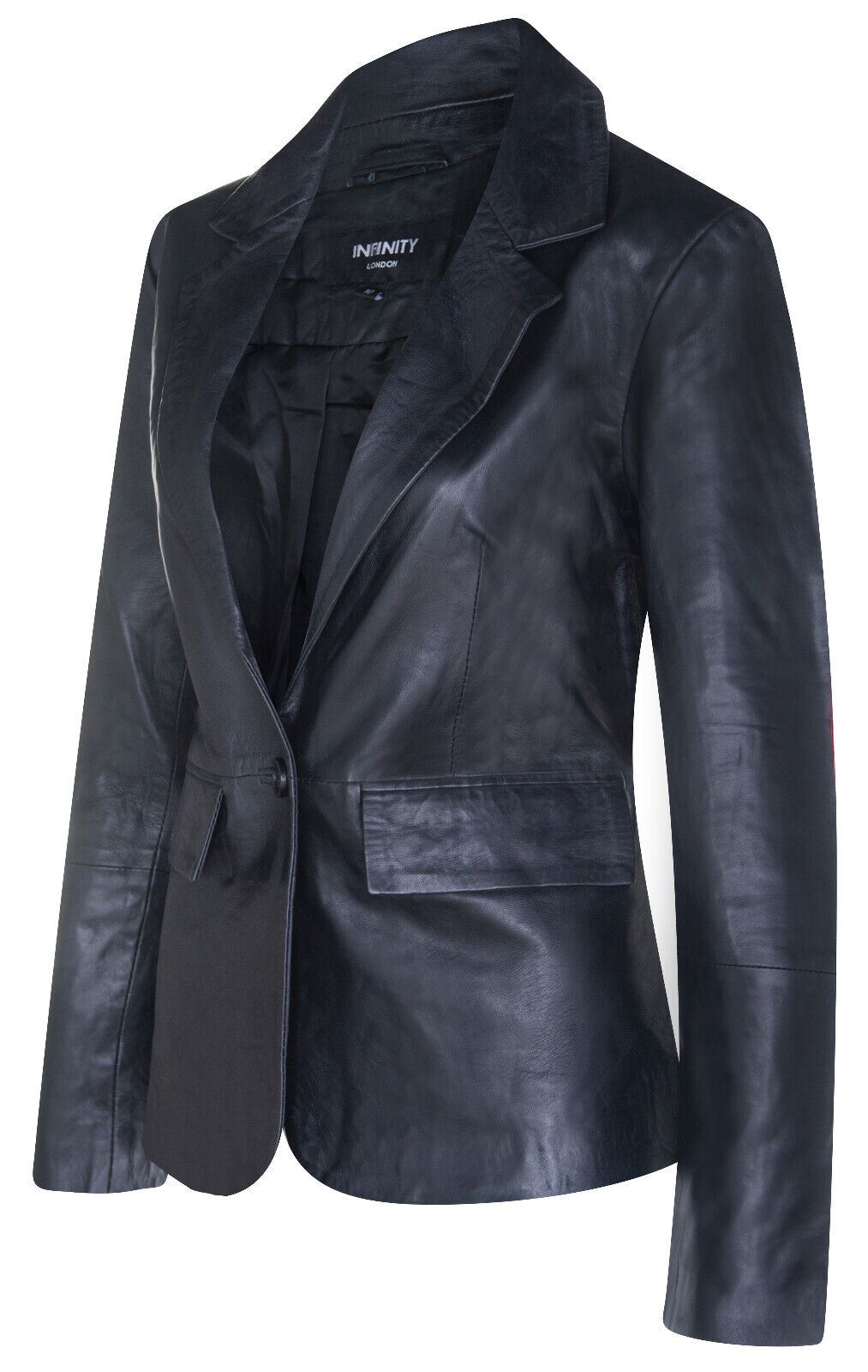 Womens One Button Leather Blazer Jacket-Newhaven