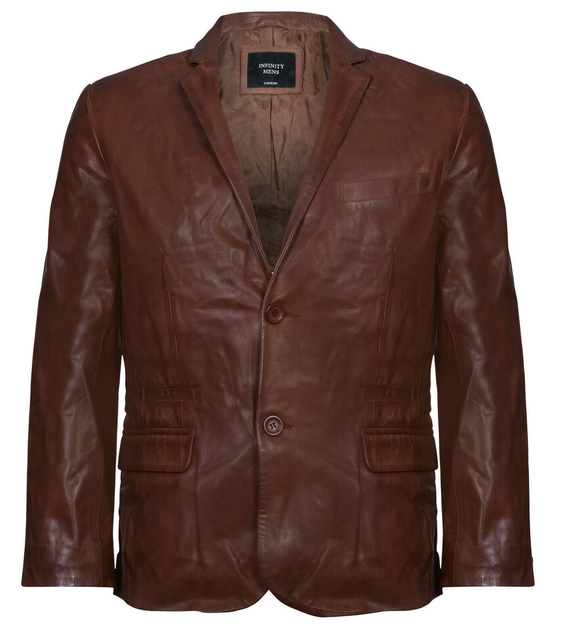 Mens Leather Classic 2 Button Blazer Jacket-Dronfield