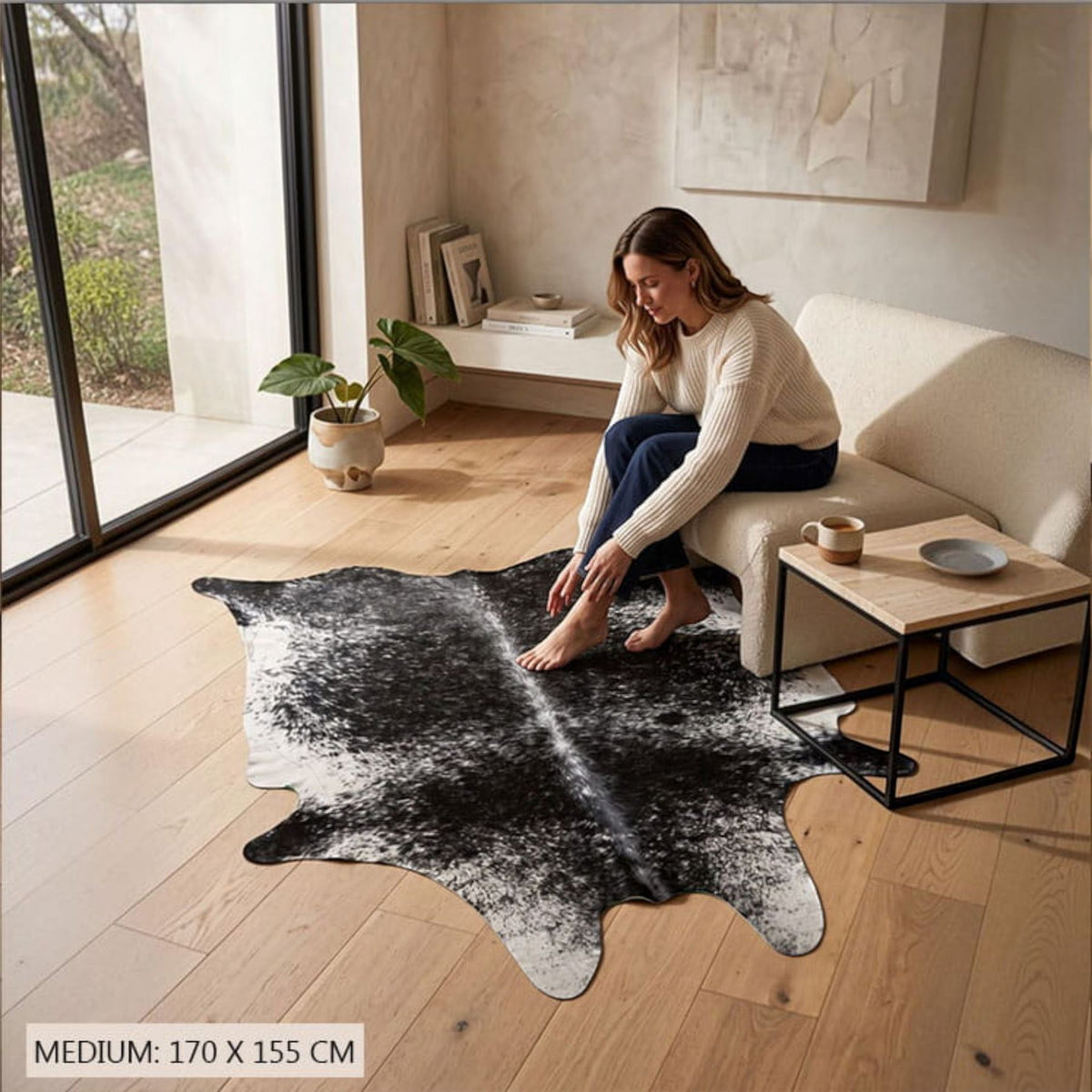 Genuine Cowhide Natural Leather Hairon Rug - Salt &amp; Papper