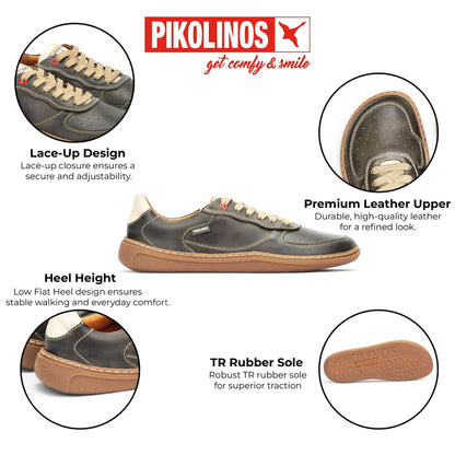 Pikolinos Pine Green Leather Sneakers Trainer Barefoot Shoes - Aranjuez