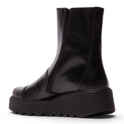 Fly London Women’s Black Leather Zip-up Platform Ankle Boots - TARP553FLY