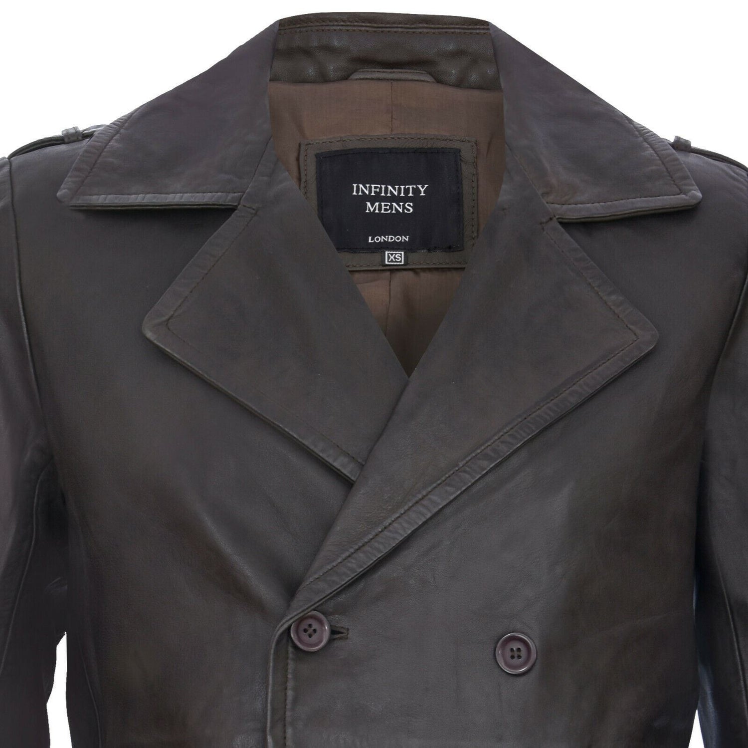 Mens Mid-Length Leather Peacoat-Epworth