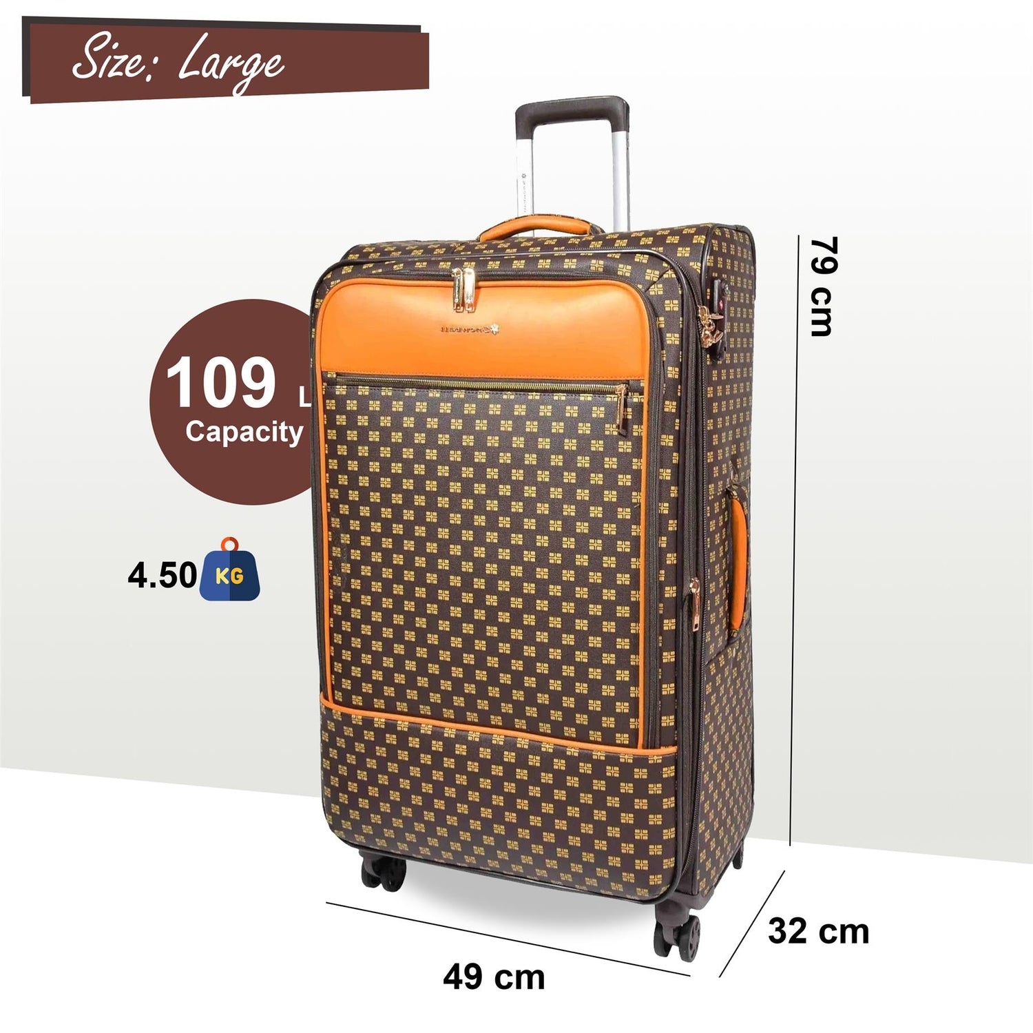 Cleveland Large Soft Shell Suitcase in Coffee