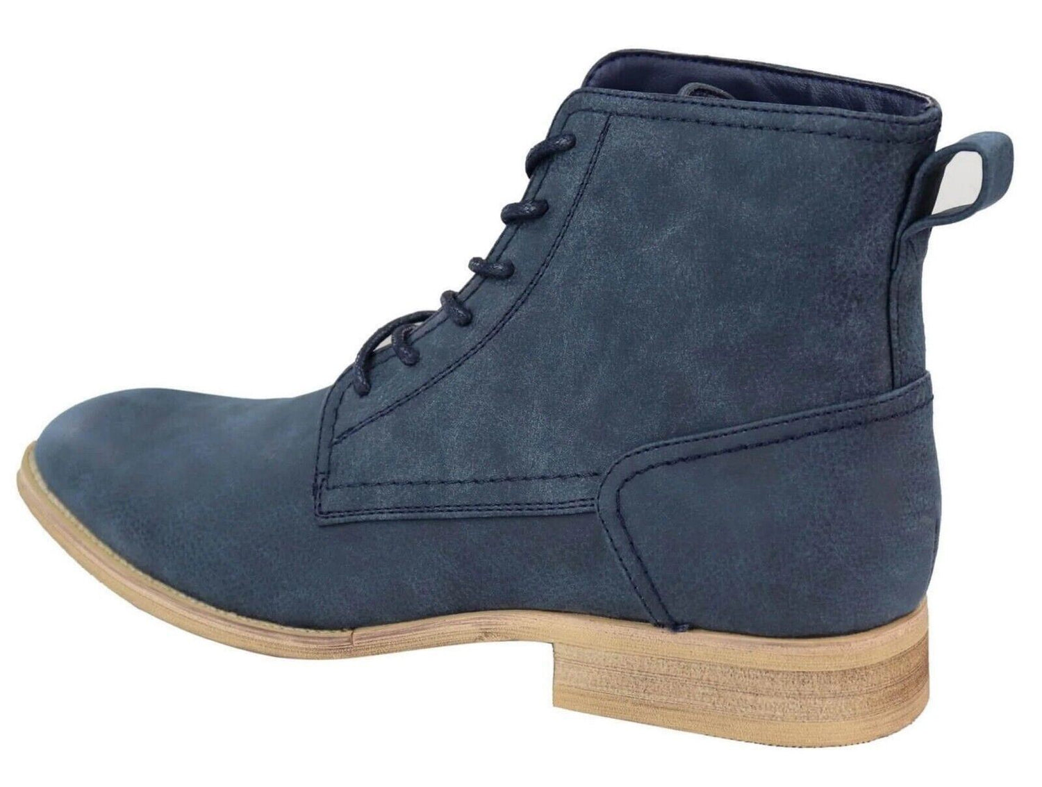 Mens Matt Navy Suede Lace Up Ankle Boots