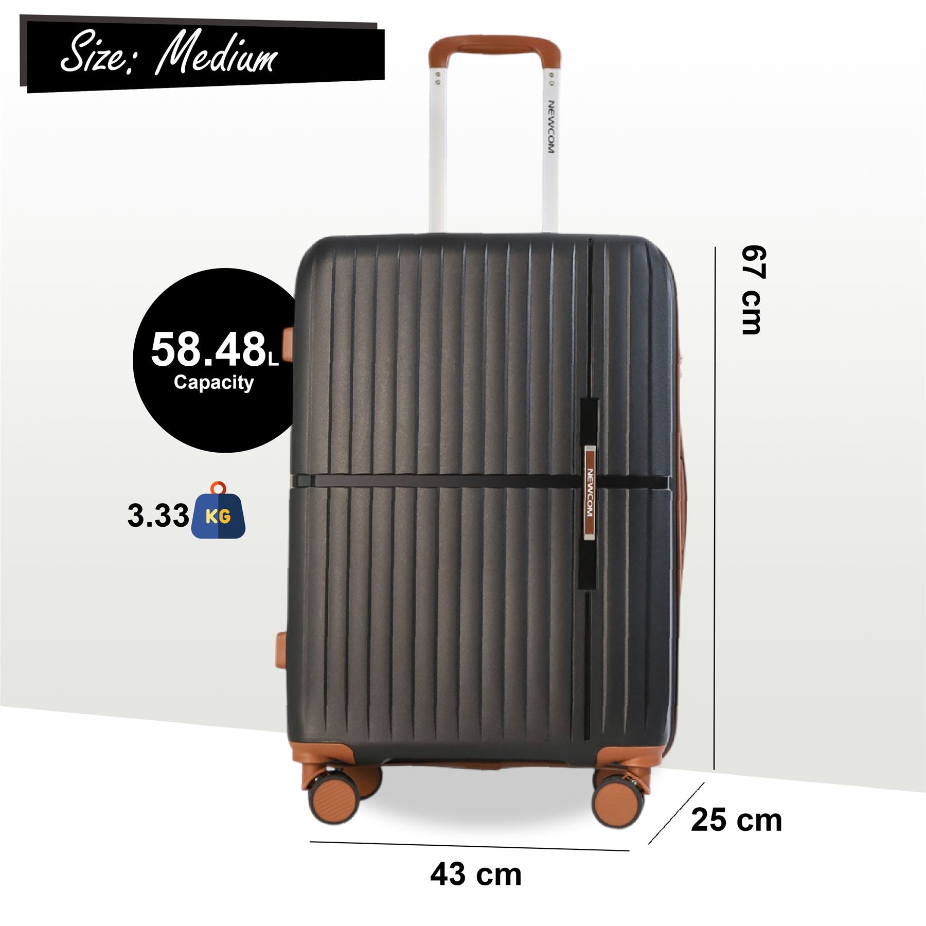 Corowa Medium Hard Shell Suitcase in Black