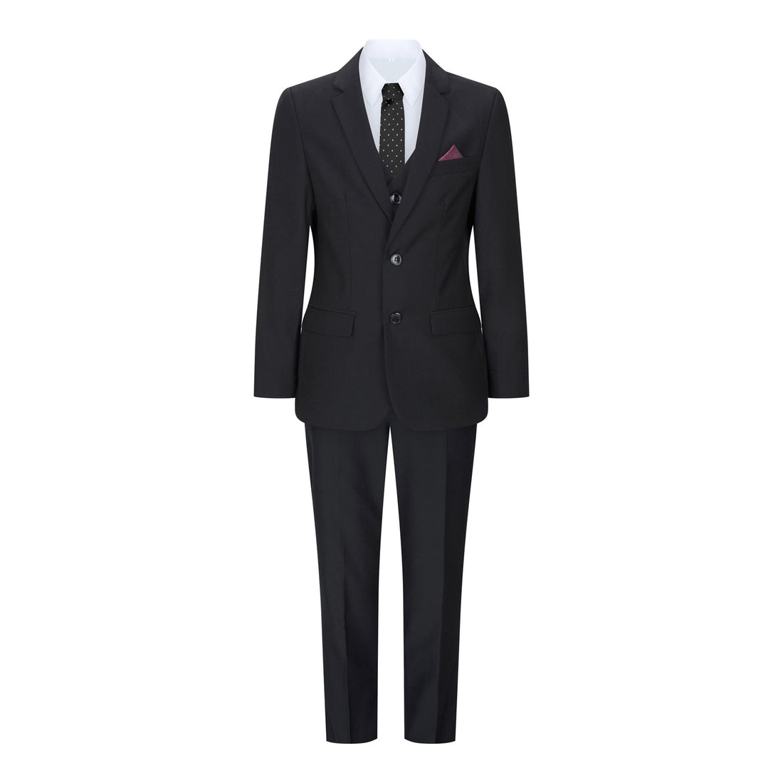 Boys 3 Piece Plain Black Classic Retro Suit