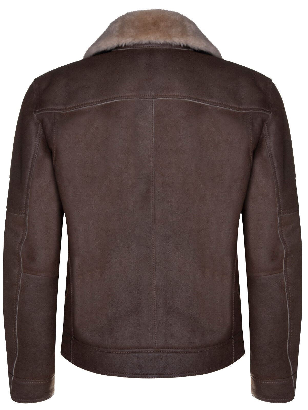 Mens Sheepskin Aviator Leather Biker Jacket-Horwich