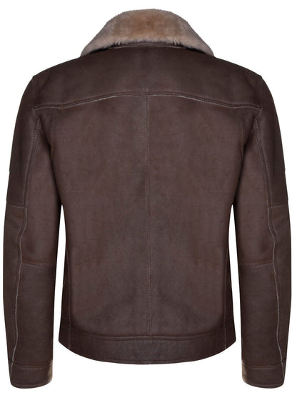 Mens Sheepskin Aviator Leather Biker Jacket-Horwich