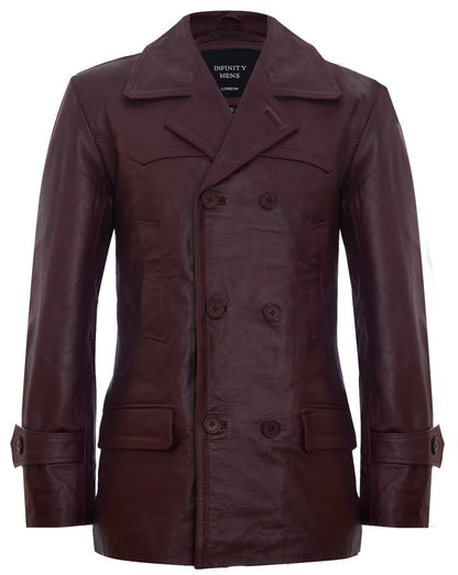 Mens Leather CowHide German Peacoat-Epping