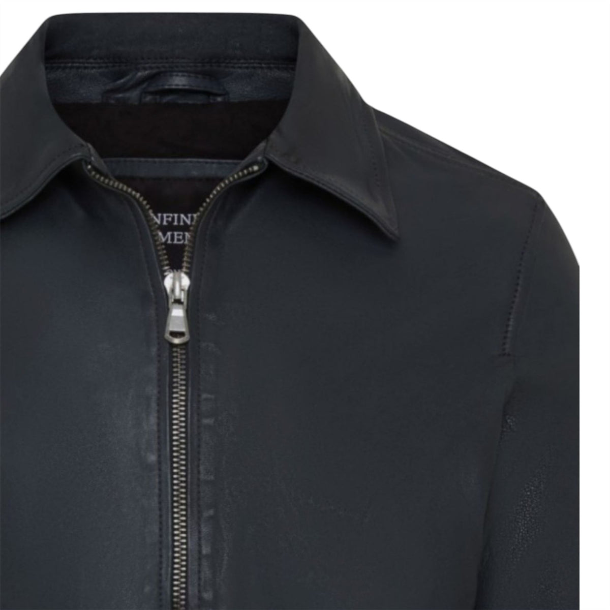 Mens Leather Harrington Collar Biker Jacket - Alpha