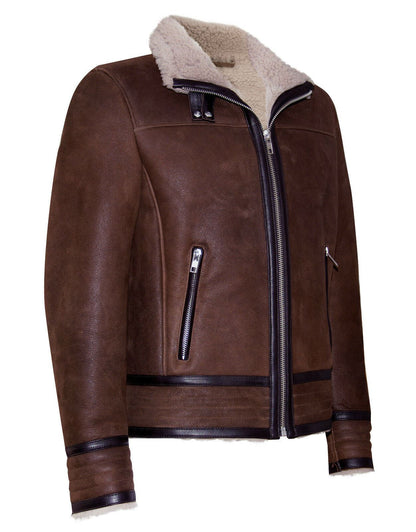 Mens Rero Sheepskin Leather Biker Jacket-Helmsley - Upperclass Fashions 