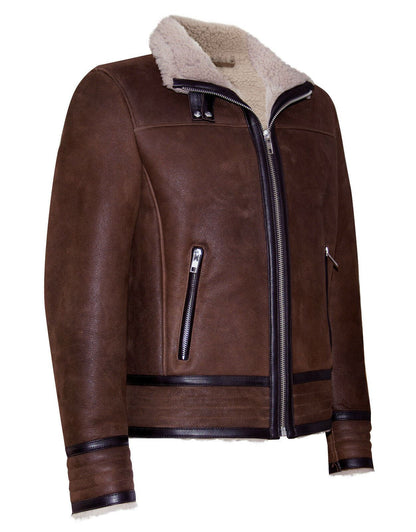 Mens Rero Sheepskin Leather Biker Jacket-Helmsley