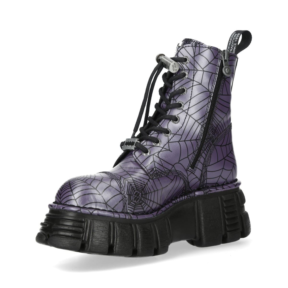 New Rock Purple Leather Gothic Military Biker Boots - MILI083CCT-C122