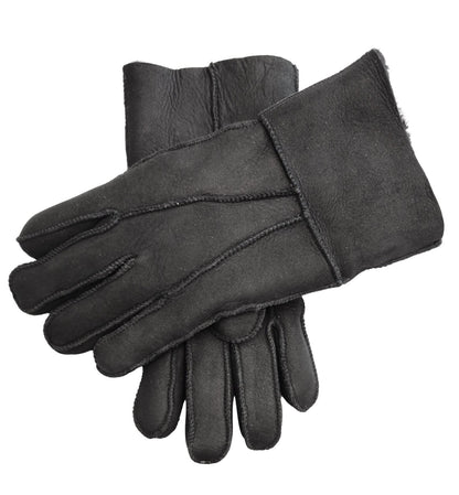 Unisex Sheepskin Suede Gloves with Roll Up/Down Cuff