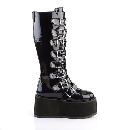 Demonia Damned 318 Black Holographic Knee High Platform Boots - Upperclass Fashions 