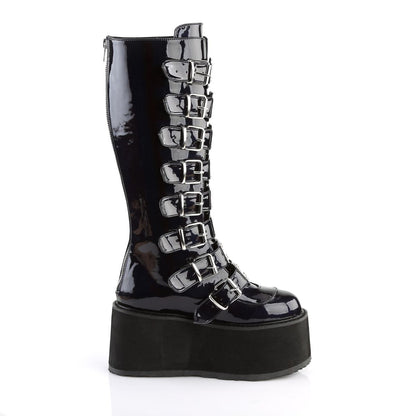 Demonia Damned 318 Black Holographic Knee High Platform Boots
