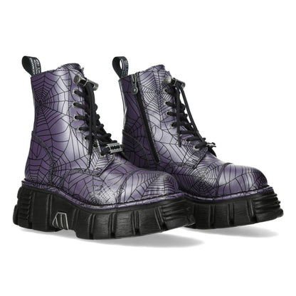 New Rock Purple Leather Gothic Military Biker Boots - MILI083CCT-C122