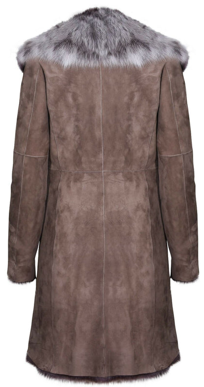 Womens Suede Toscana Sheepskin Trench Coat-Rochester