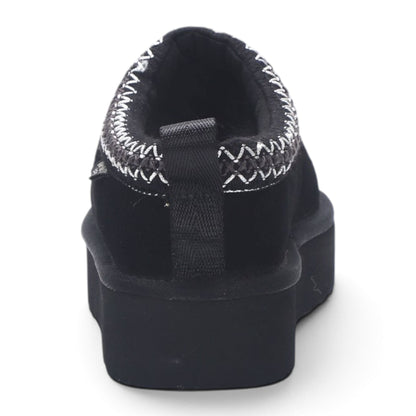 Women’s Black Genuine Sheepskin Real Fur Winter Platform Slippers - Polar