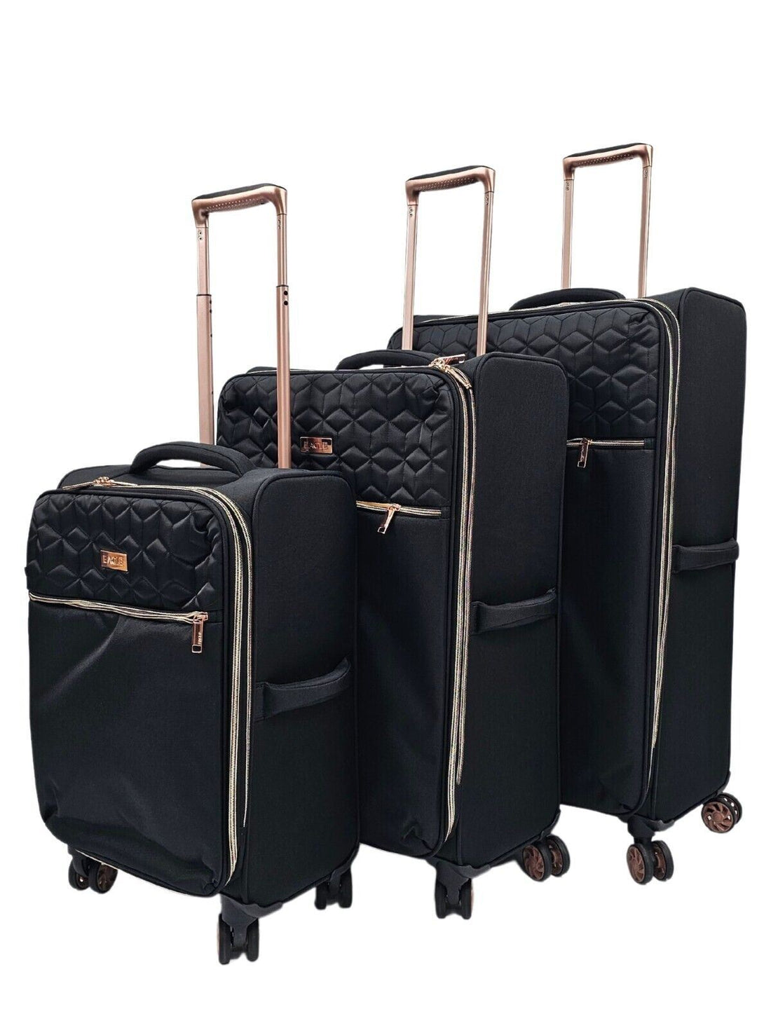 Birmingham Set of 3 Soft Shell Suitcase in Black
