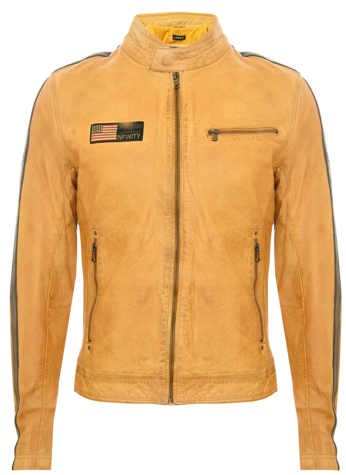 Men Vintage badged Biker Jacket- Southport - Upperclass Fashions 