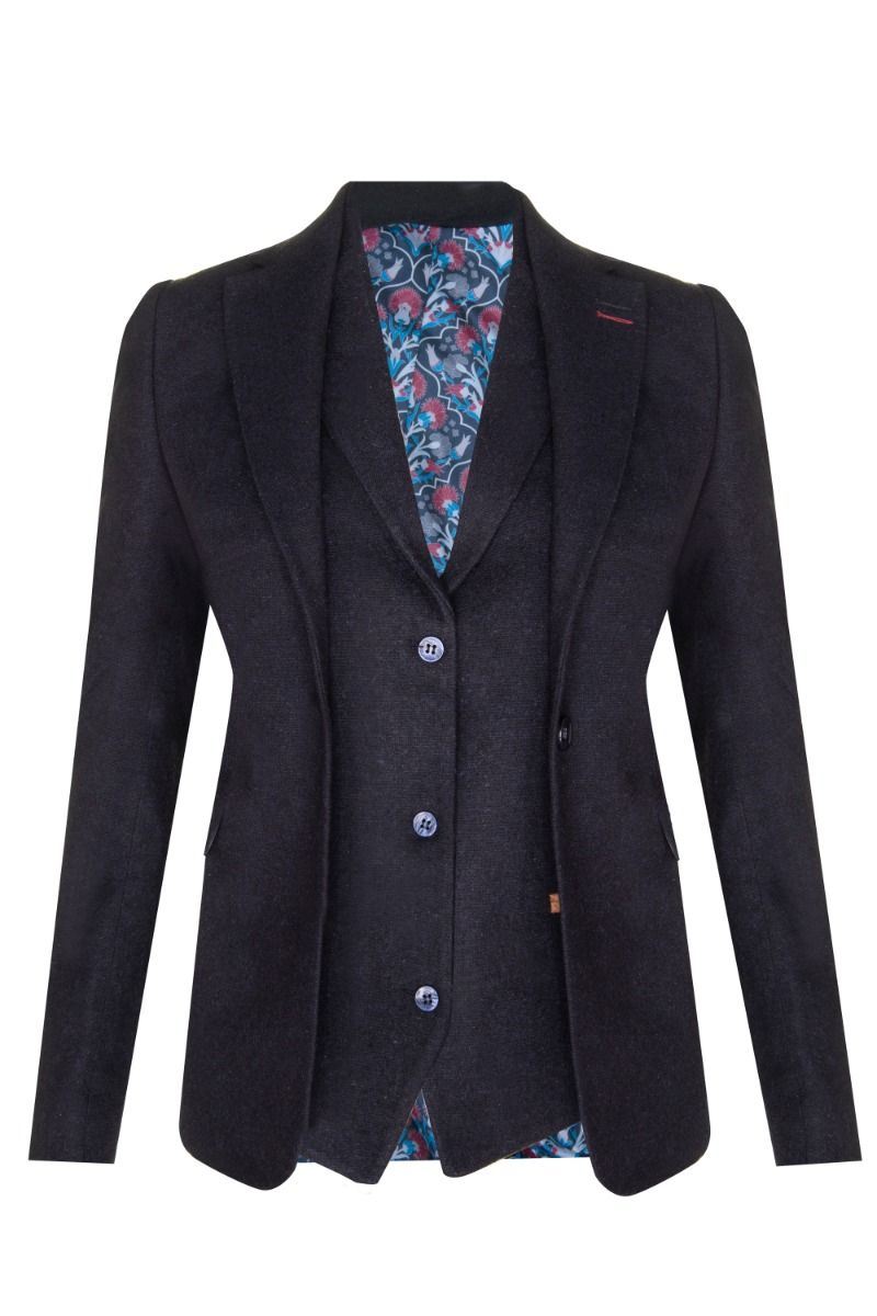 Womens 1920s Navy Blue Wool Classic Retro Vintage Blazer