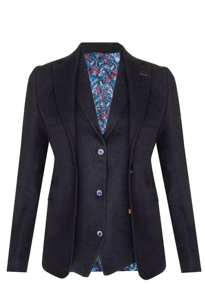 Womens 1920s Navy Blue Wool Classic Retro Vintage Blazer