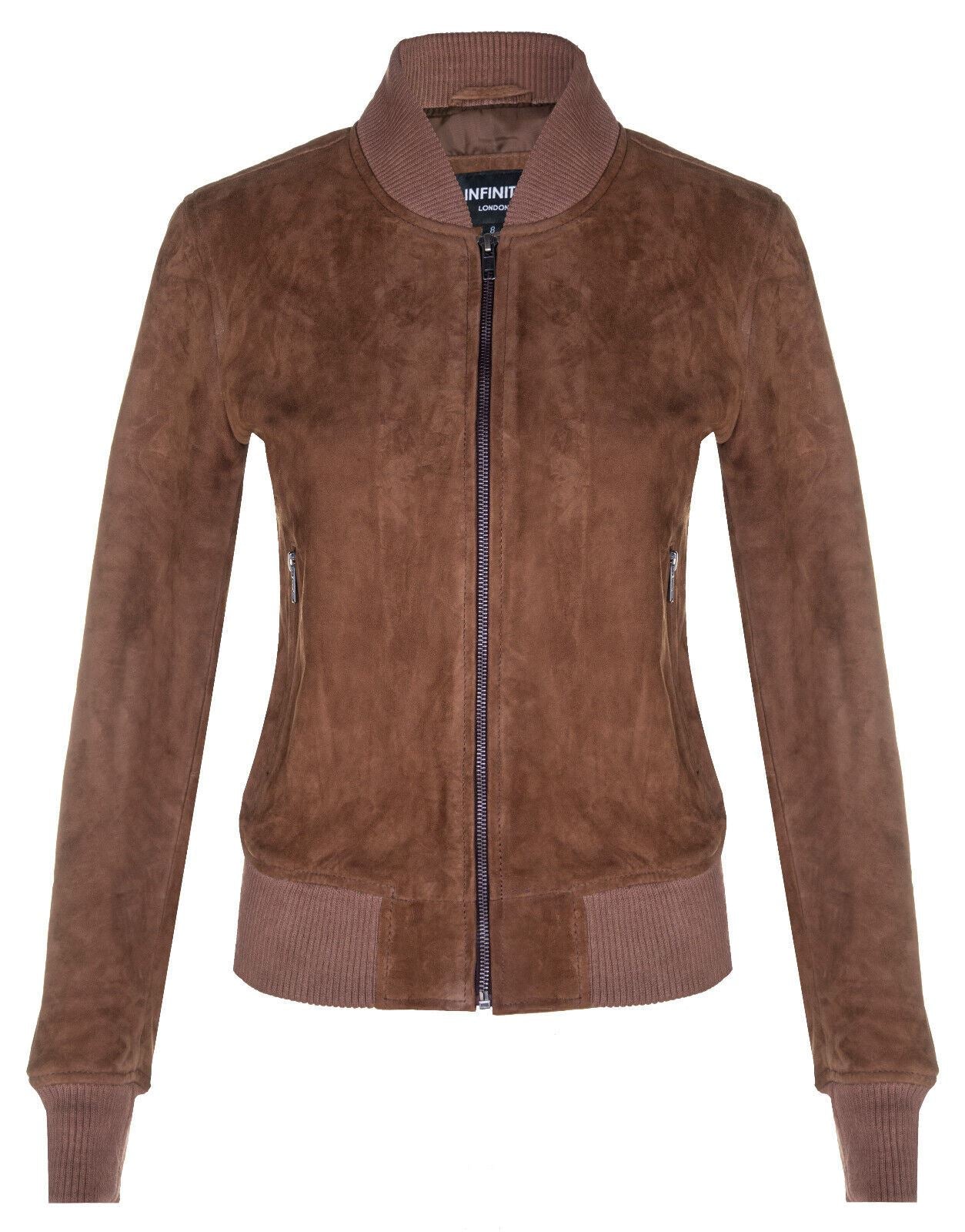 Womens Classic MA-1 Suede Bomber Jacket-Newbury - Upperclass Fashions 