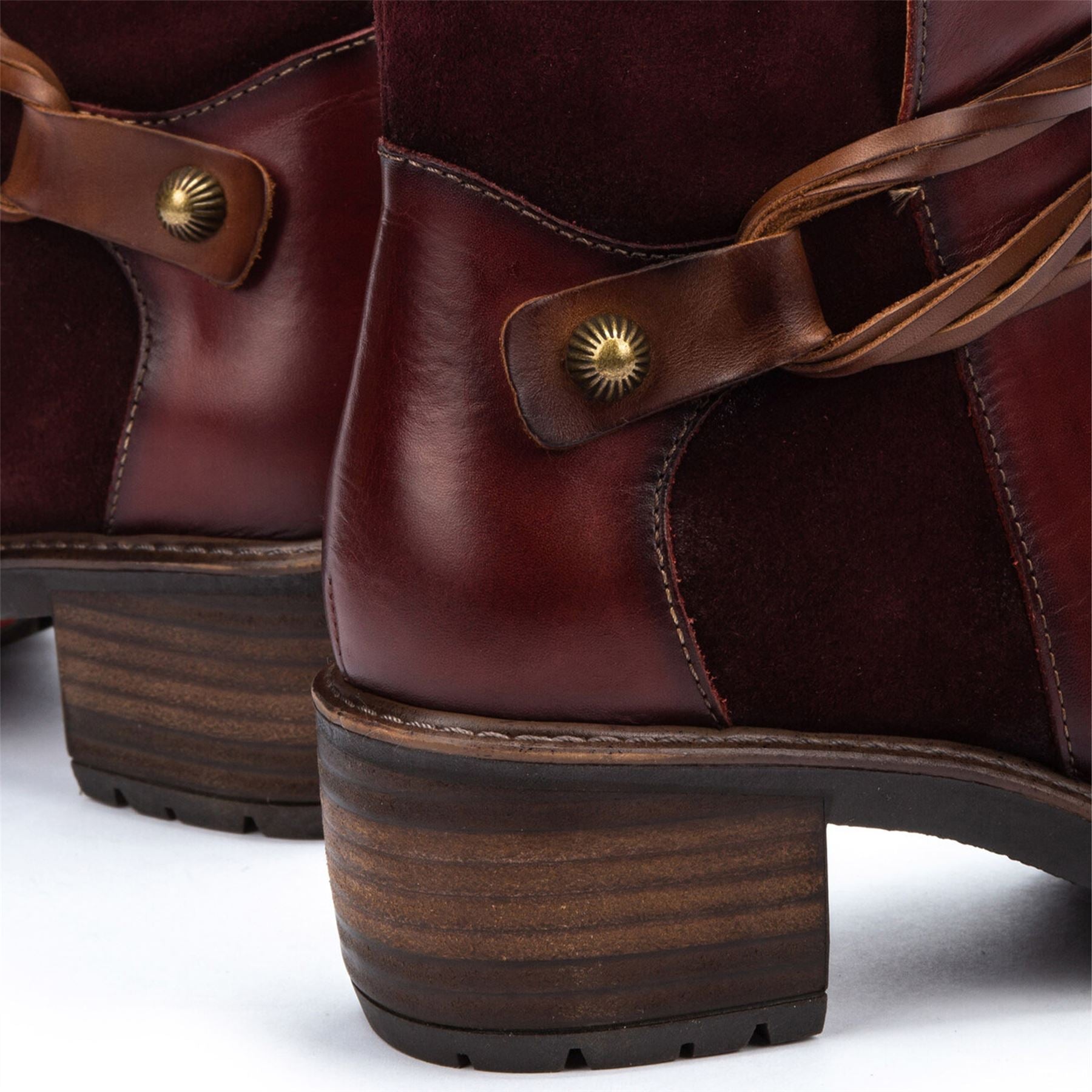 Pikolinos Women’s Arcilla Red Leather Zipped Heel Ankle Boots - San Sebastia