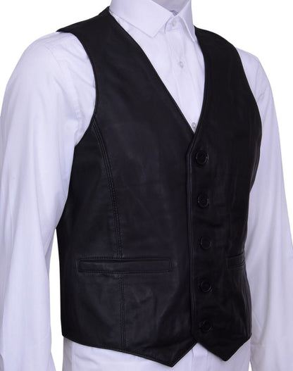 Mens Classic Leather Waistcoat-Grantham