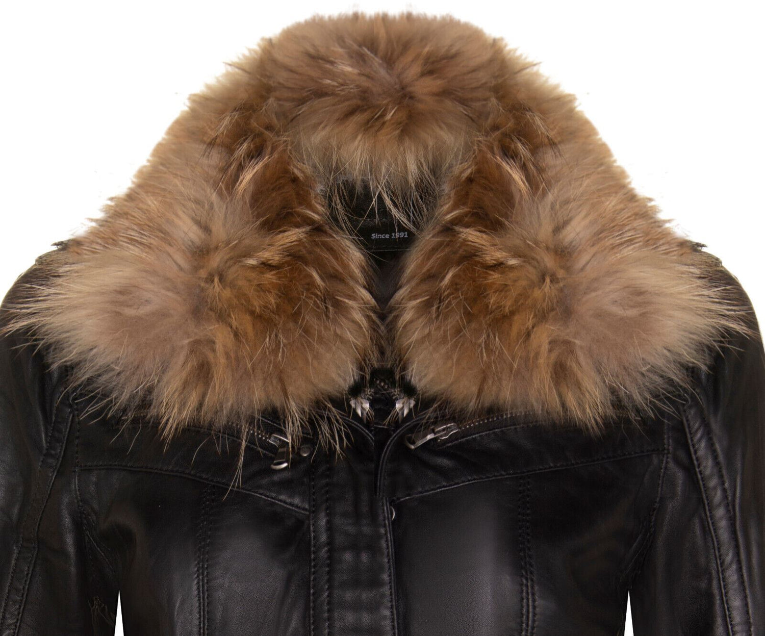 Womens Slim Fit Leather Parker Jacket-Millom