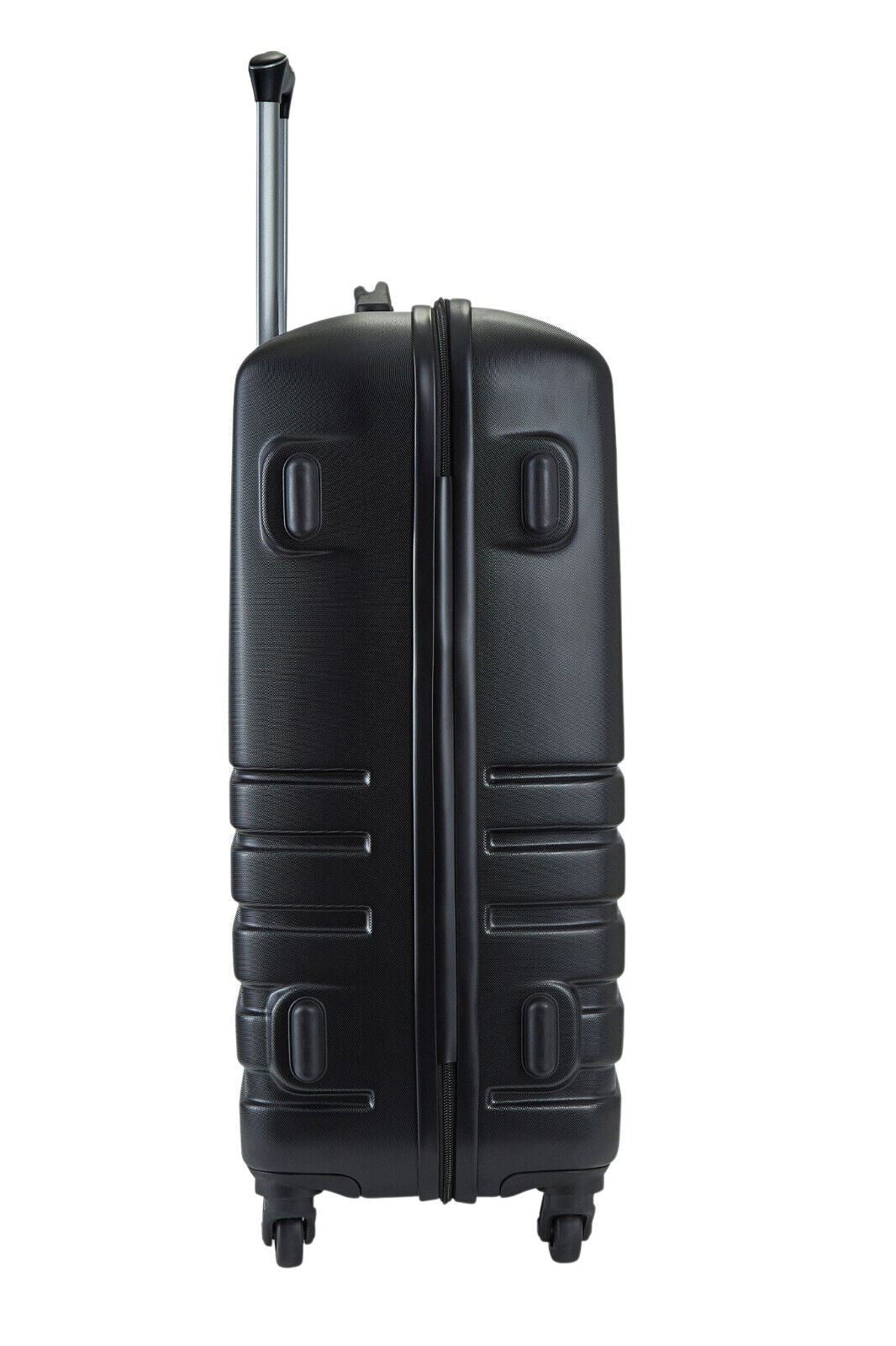 Hard Shell Black Suitcase Set 4 Wheel Cabin Luggage Trolley Travel Bag
