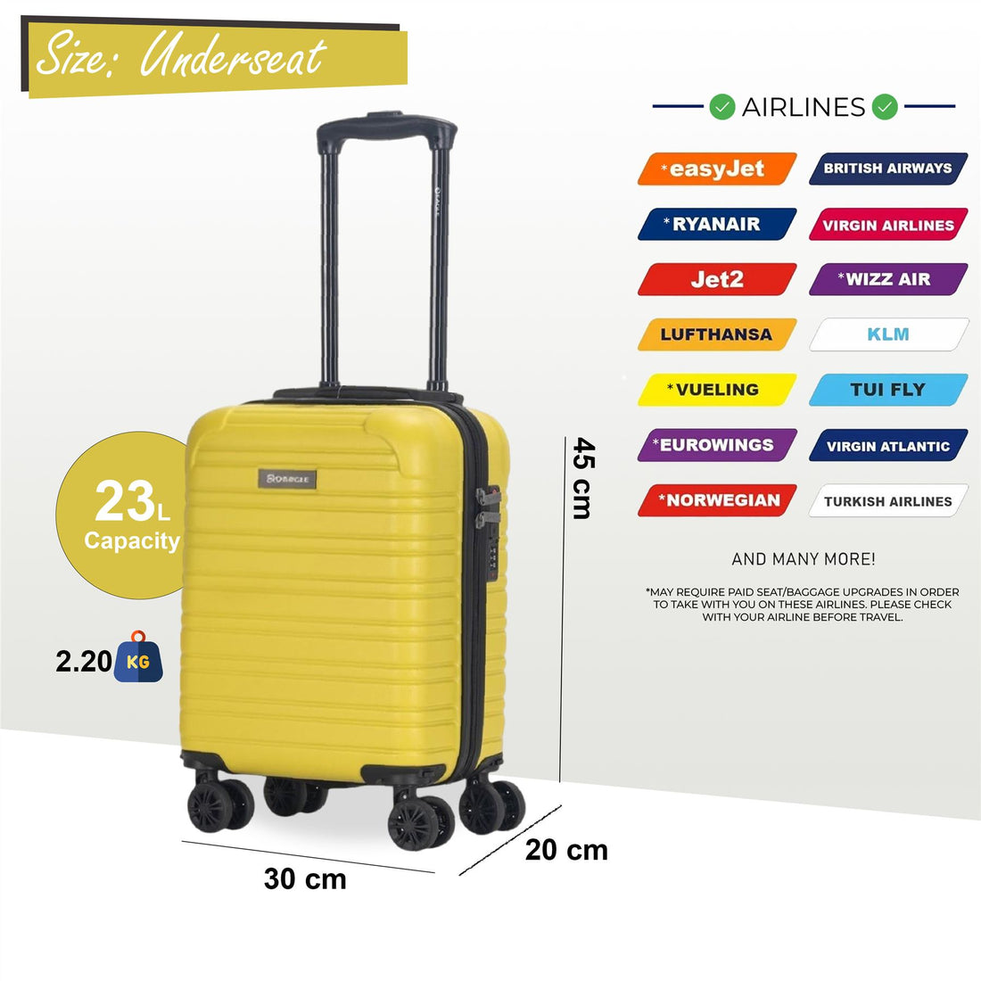 Koga Underseat Hard Shell Suitcase in Green