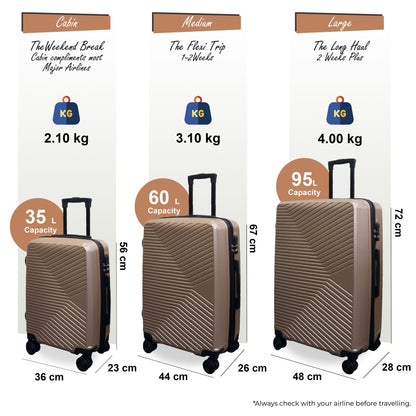 Junee Set of 3 Hard Shell Suitcase in Gold