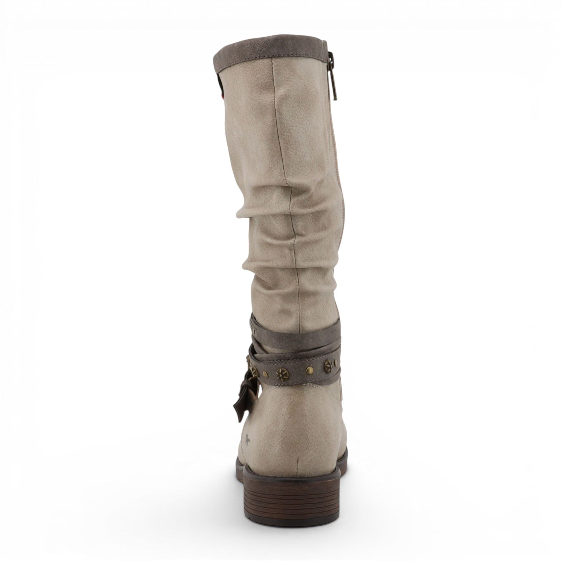 Womens White Faux Leather Mid-Calf Slouch Riding Boots - M0052004