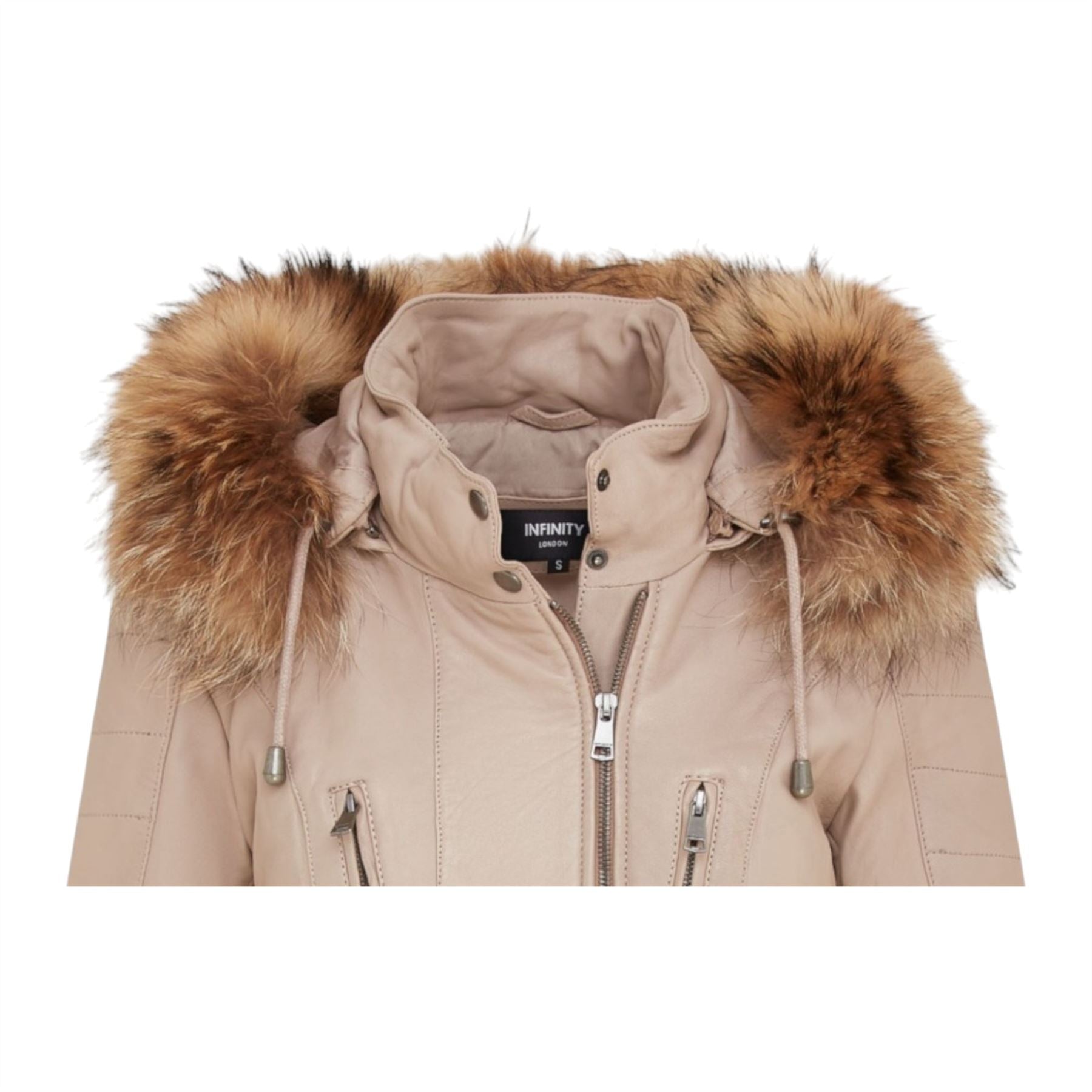 Womens Slim Fit  Leather Hooded Parka Jacket-Northam