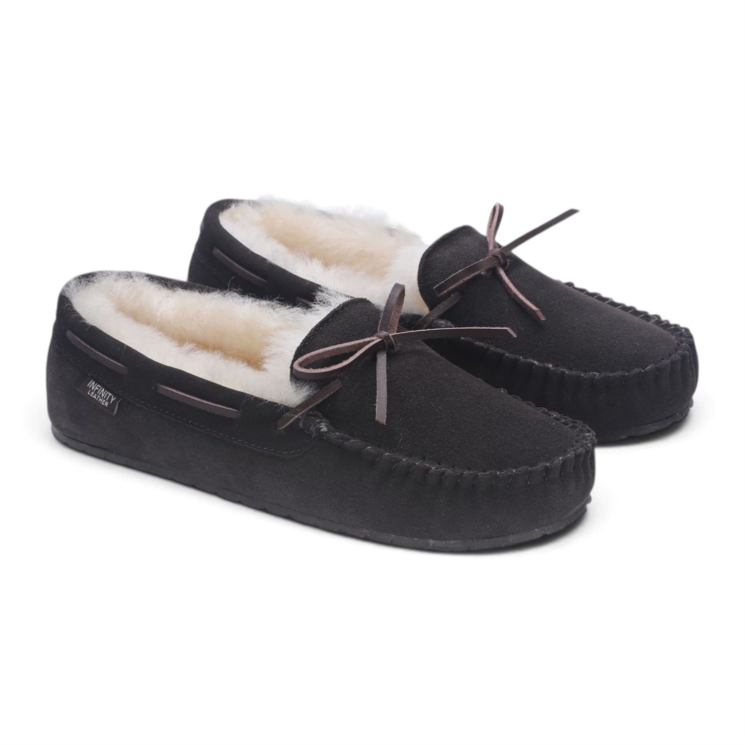 Men’s Brown Genuine Sheepskin Moccasin Winter Slippers - Flint