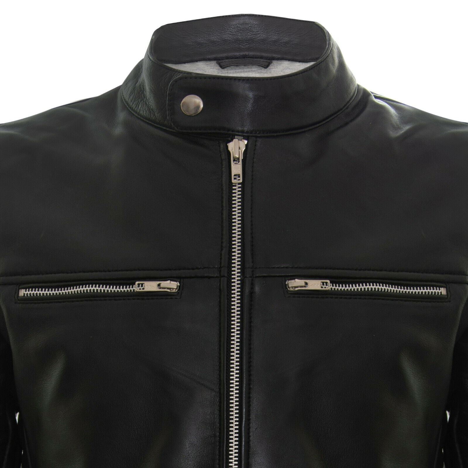 Mens Smart Biker Leather Jacket-Stafford