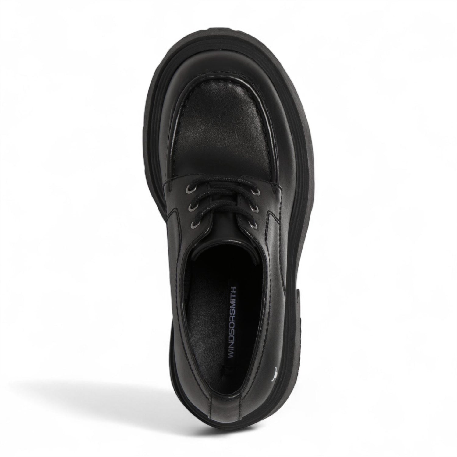 Windsorsmith Womens Black Leather Chunky Platform Lace-Up Shoes - Starcrossed
