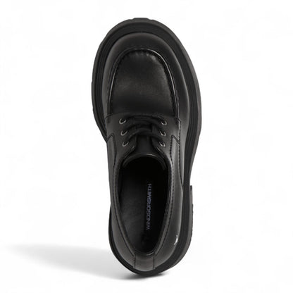 Windsorsmith Womens Black Leather Chunky Platform Lace-Up Shoes - Starcrossed