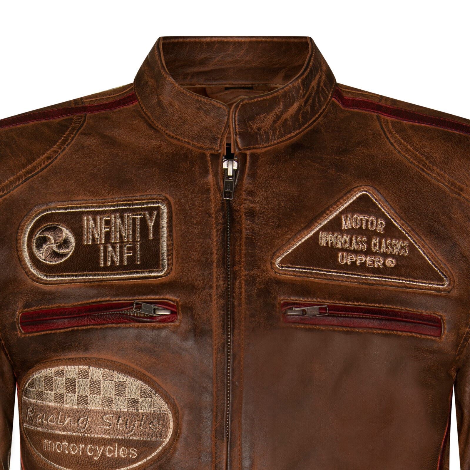 Mens Versatile Leather Biker Jacket-Stone