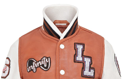 Kids Letterman Leather Varsity College Bomber Jacket 3-13 yrs