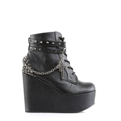 Demonia Poison 101 Black Vegan Leather Ankle Boots - Upperclass Fashions 