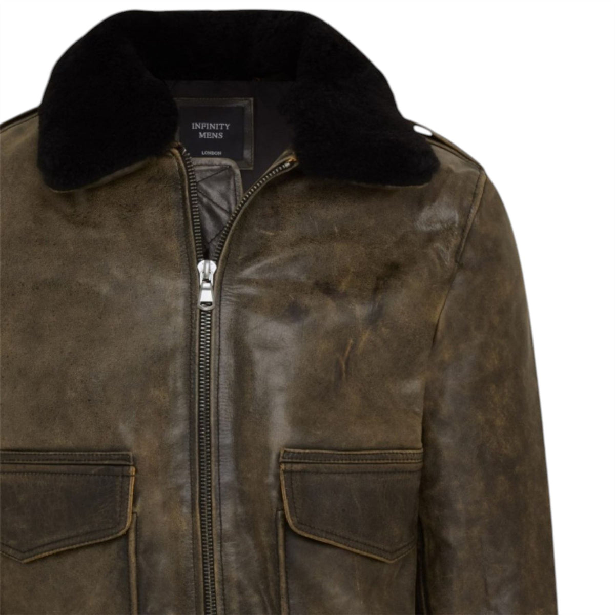 Mens Leather Aviator Bomber Jacket - Lunar