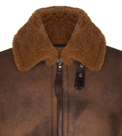 Mens Antique Brown Sheepskin Bomber Jacket-Hounslow