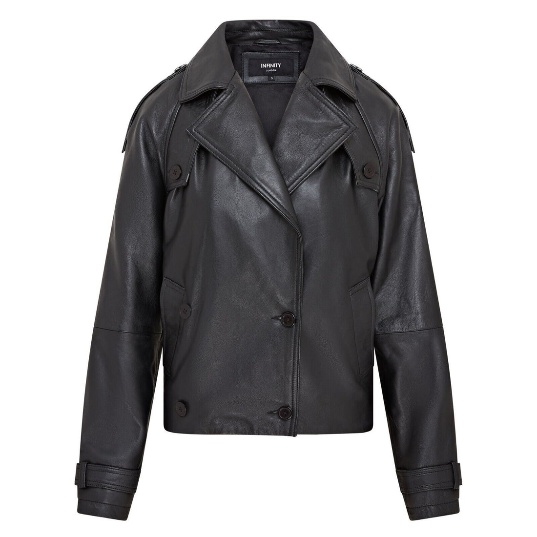 Womens Cropped Oversized Trench Leather Jacket - Warwick