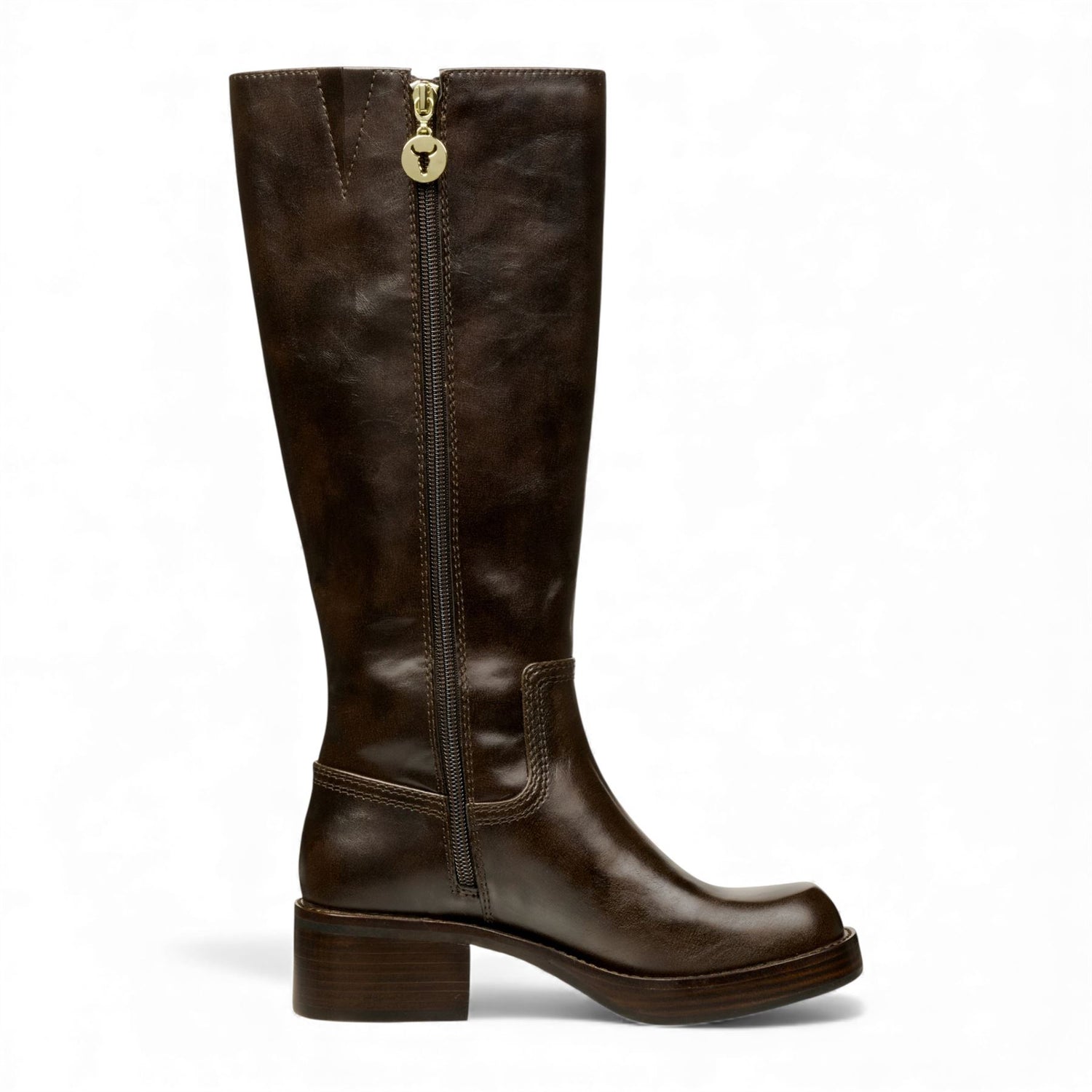 Windsorsmith Womens Espresso Brown Faux Leather Knee-High Riding Boots - Technique