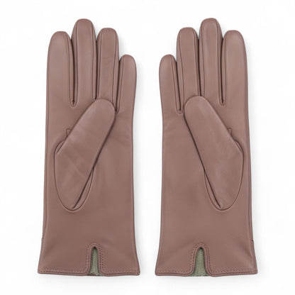 Womens Italian Leather Winter Button Design Soft Wool Lining Gloves - L-GLV-501