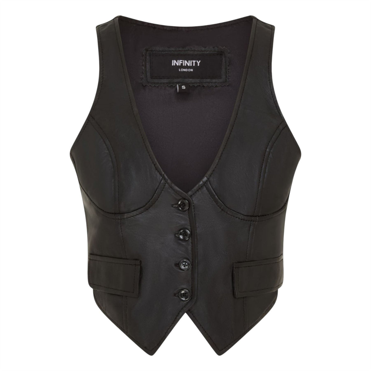 Womens Red Leather Waistcoat Biker Vest - MAM-WC